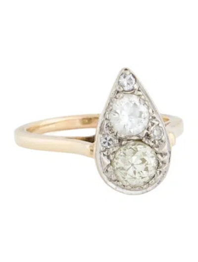 Pre-owned Engagement Ring Diamond Pear Shaped  In Multi