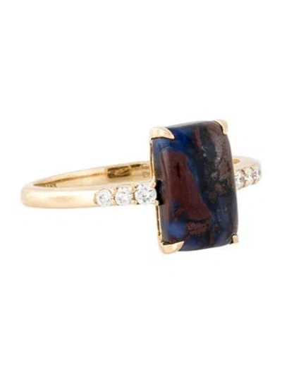 Pre-owned Engagement Ring Diamond-accented Richterite & Bustamite  In Multi