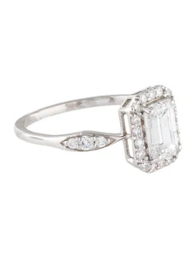 Pre-owned Engagement Ring Lab-grown Diamond Halo  In Multi