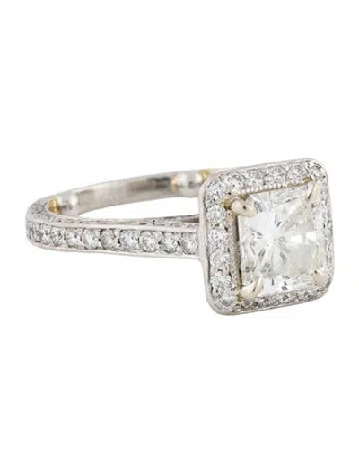 Pre-owned Engagement Ring Platinum 1.37ct Diamond  In Multi