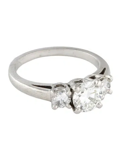 Pre-owned Engagement Ring Platinum 1.40ctw Three-stone  In Multi