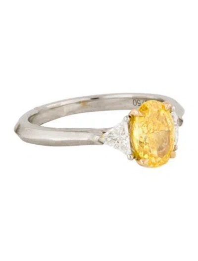 Pre-owned Engagement Ring Platinum 1.43ctw Lab-grown Yellow Diamond Three-stone Ring In Multi