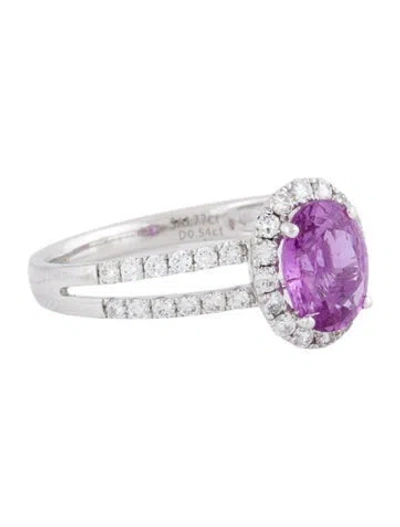Pre-owned Engagement Ring Platinum 1.77ct Unheated Pink Sapphire & Diamond  In Multi