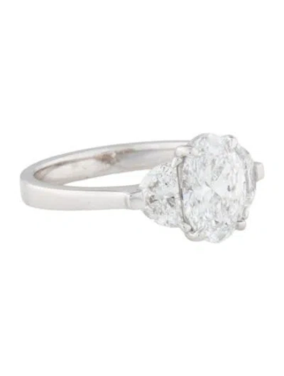 Pre-owned Engagement Ring Platinum 2.16ctw Lab-grown Diamond Three-stone  In Multi