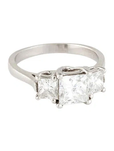 Pre-owned Engagement Ring Platinum 2.64ctw Three-stone Diamond  In Multi