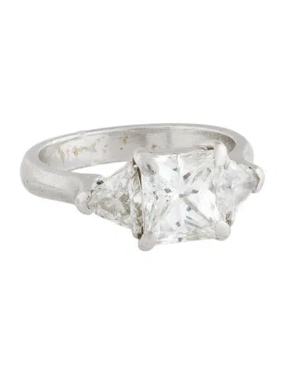 Pre-owned Engagement Ring Platinum 2.84ctw Three-stone  In Multi