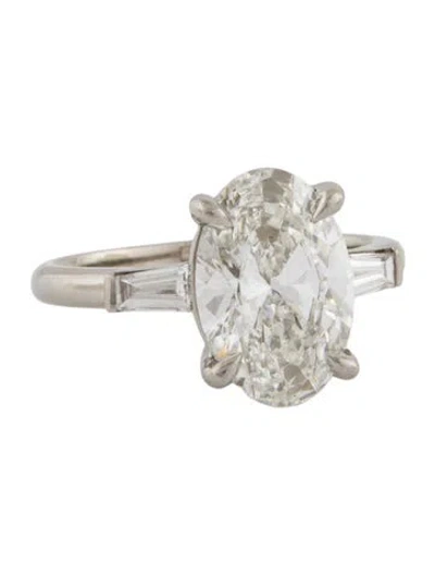 Pre-owned Engagement Ring Platinum 3.03ct Lab-grown Diamond Flanked In Multi