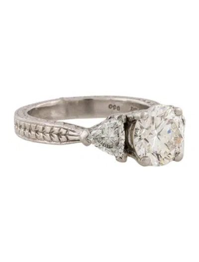 Pre-owned Engagement Ring Platinum 3.10ctw Diamond Three-stone  In Multi