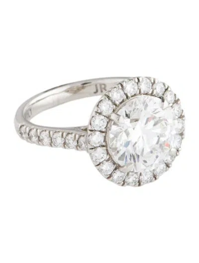 Pre-owned Engagement Ring Platinum 3.55ct Lab-grown Diamond Halo  In Multi