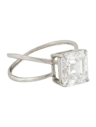 Pre-owned Engagement Ring Platinum 4.03ct Lab-grown Diamond Criss Cross Solitaire In Multi
