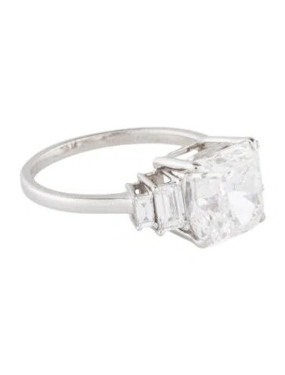 Pre-owned Engagement Ring Platinum 4.05ct Lab-grown Diamond  In Multi