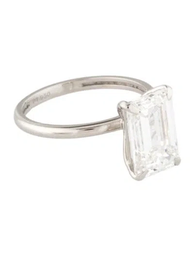 Pre-owned Engagement Ring Platinum 4.10ct Lab-grown Diamond  In Multi