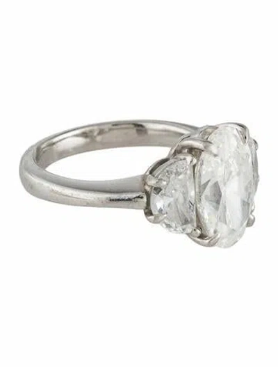 Pre-owned Engagement Ring Platinum 4.17ctw Three-stone Diamond  In Multi