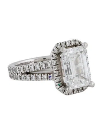 Pre-owned Engagement Ring Platinum 4.73ct Lab-grown Diamond Halo  In Multi