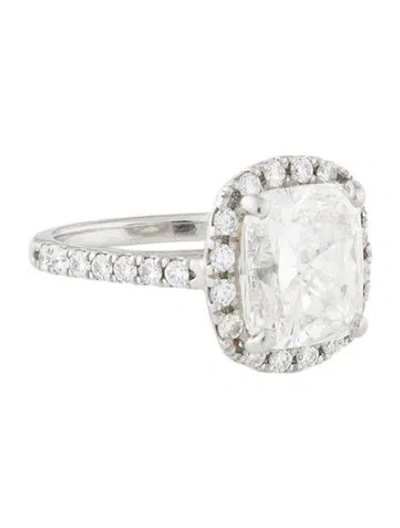 Pre-owned Engagement Ring Platinum 5.03ct Diamond Halo  In Multi