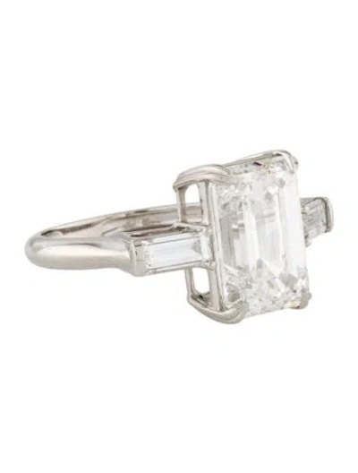 Pre-owned Engagement Ring Platinum 6.62ctw Lab-grown Diamond Three-stone  In Multi