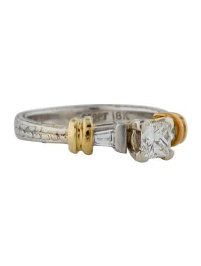 Pre-owned Engagement Ring Platinum Diamond  In Multi