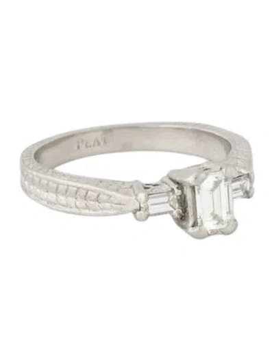 Pre-owned Engagement Ring Platinum Diamond Three Stone  In Multi