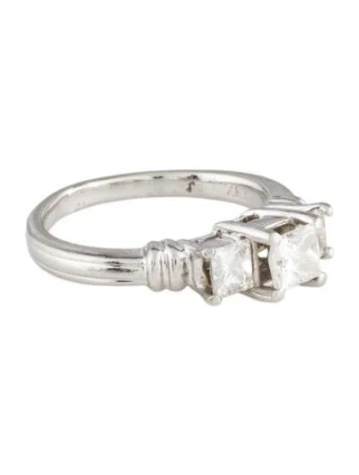 Pre-owned Engagement Ring Platinum Diamond Three-stone  In Multi