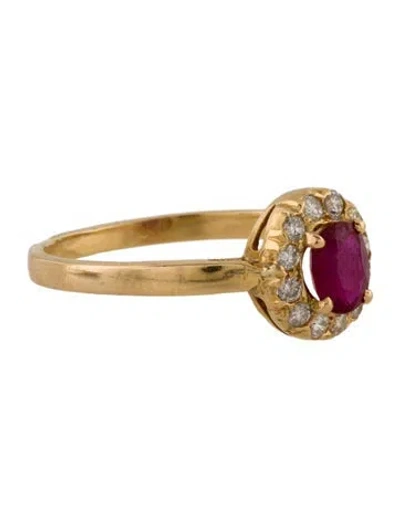 Pre-owned Engagement Ring Ruby & Diamond  In Multi