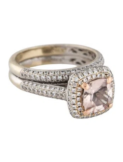 Pre-owned Engagement Ring Samnsue 18k Morganite & Diamond Ring In Multi