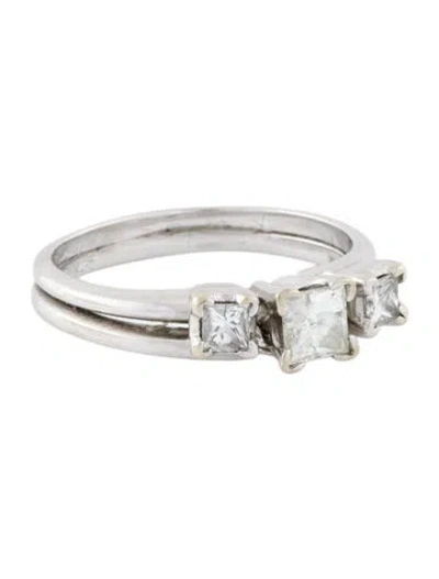 Pre-owned Engagement Ring Three-stone Diamond  In Multi