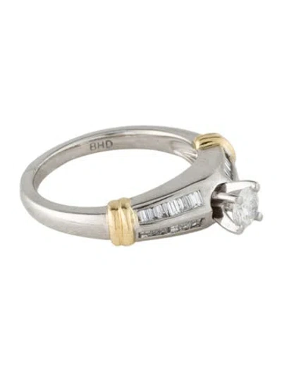 Pre-owned Engagement Ring Two-tone Diamond  In Multi