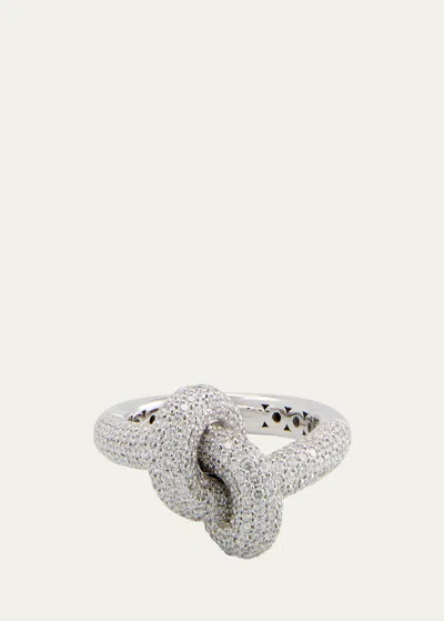 Engelbert 18k White Gold The Legacy Medium Knot Ring With Diamonds In Metallic