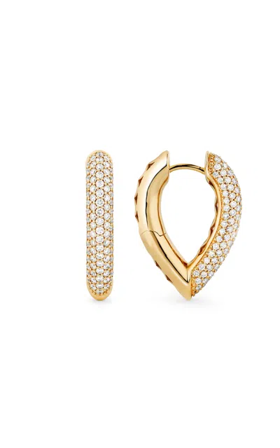 Engelbert 1920 18k Yellow Gold Drop Link Earrings Pave Yg