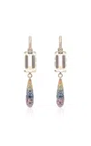 Engelbert 1920 Swedish Grace Earrings; Rainbow Sapphires; Rock Crystal And 18k Yellow Gold In Multi