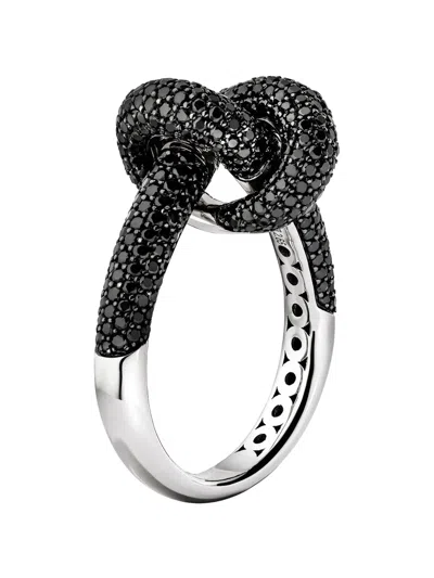 Engelbert Black-diamond Knot Ring In Metallic