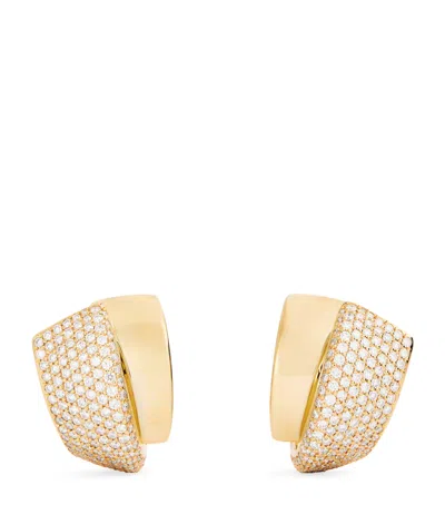 Engelbert Large Yellow Gold And Diamond Divino Earrings