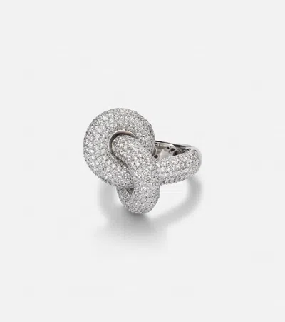 Engelbert Legacy Knot Big 18kt White Gold Ring With Diamonds In Metallic