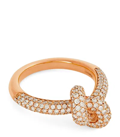 Engelbert Rose Gold And Diamond Absolutely Tight Knot Ring