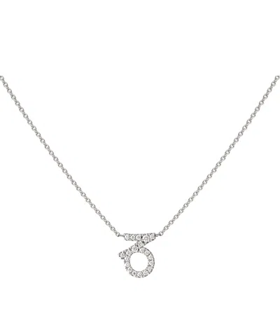 Engelbert White Gold And Diamond Star Sign Capricorn Necklace In Metallic