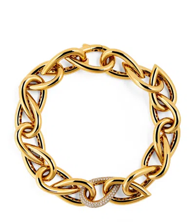 Engelbert Yellow Gold And Diamond Drop Links Bracelet