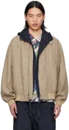 Engineered Garments Beige Check Bomber Jacket In Et034 Beige Linen Gl