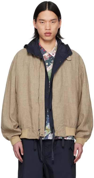 Engineered Garments Beige Check Bomber Jacket In Et034 Beige Linen Gl