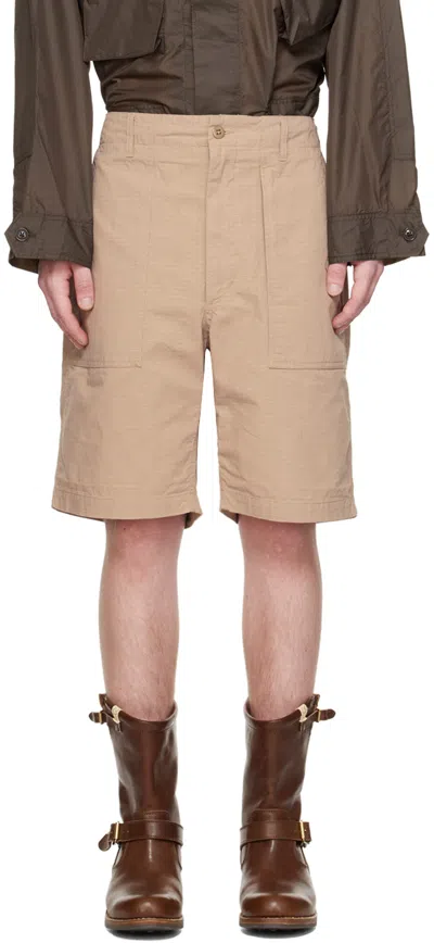 Engineered Garments Beige Fatigue Shorts In Ct030 B - Khaki Cott