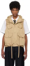 Engineered Garments Beige Field Vest In Sd053 Khaki Cotton S