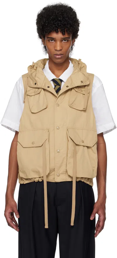 Engineered Garments Beige Field Vest In Sd053 Khaki Cotton S