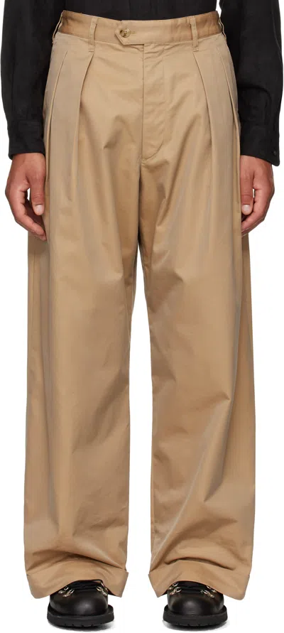 Engineered Garments Beige Iridescent Twill Oxford Trousers In Zt146 Khaki Pc Iride