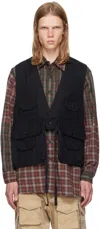Engineered Garments Black Fowl Vest In Bz007 A - Black Cott