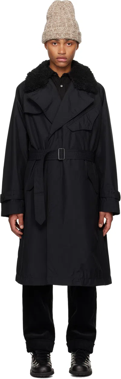 Engineered Garments Black Storm Coat In Zt200 A - Black Nylo