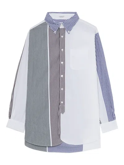 Engineered Garments Block-stripe Cotton Shirt In White