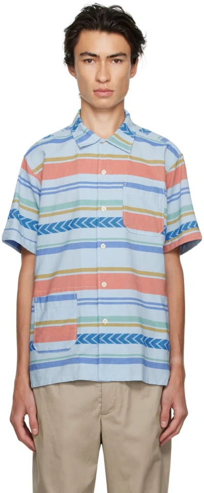 Engineered Garments Blue Camp Shirt In Kt039 Blue Horizonta