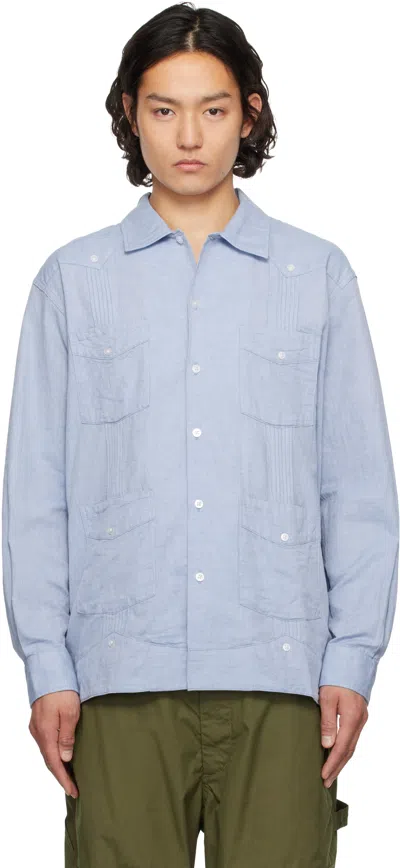 Engineered Garments Blue Solid Guayabera Shirt In Bz009 A - Lt.blue Cl