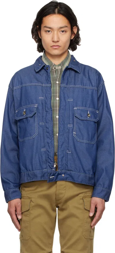 Engineered Garments Blue Zip Denim Trucker Jacket In Zt210 B - Indigo Cp