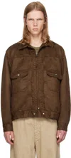 Engineered Garments Brown Button Tab Faux-suede Jacket In Ct280 B - Brown Poly
