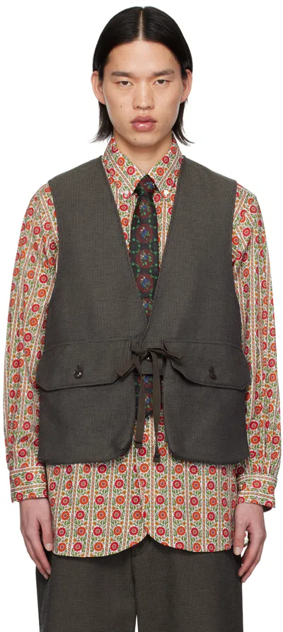 Engineered Garments Brown Flap Pocket Waistcoat In Co001 Dk.brown Cp Wa